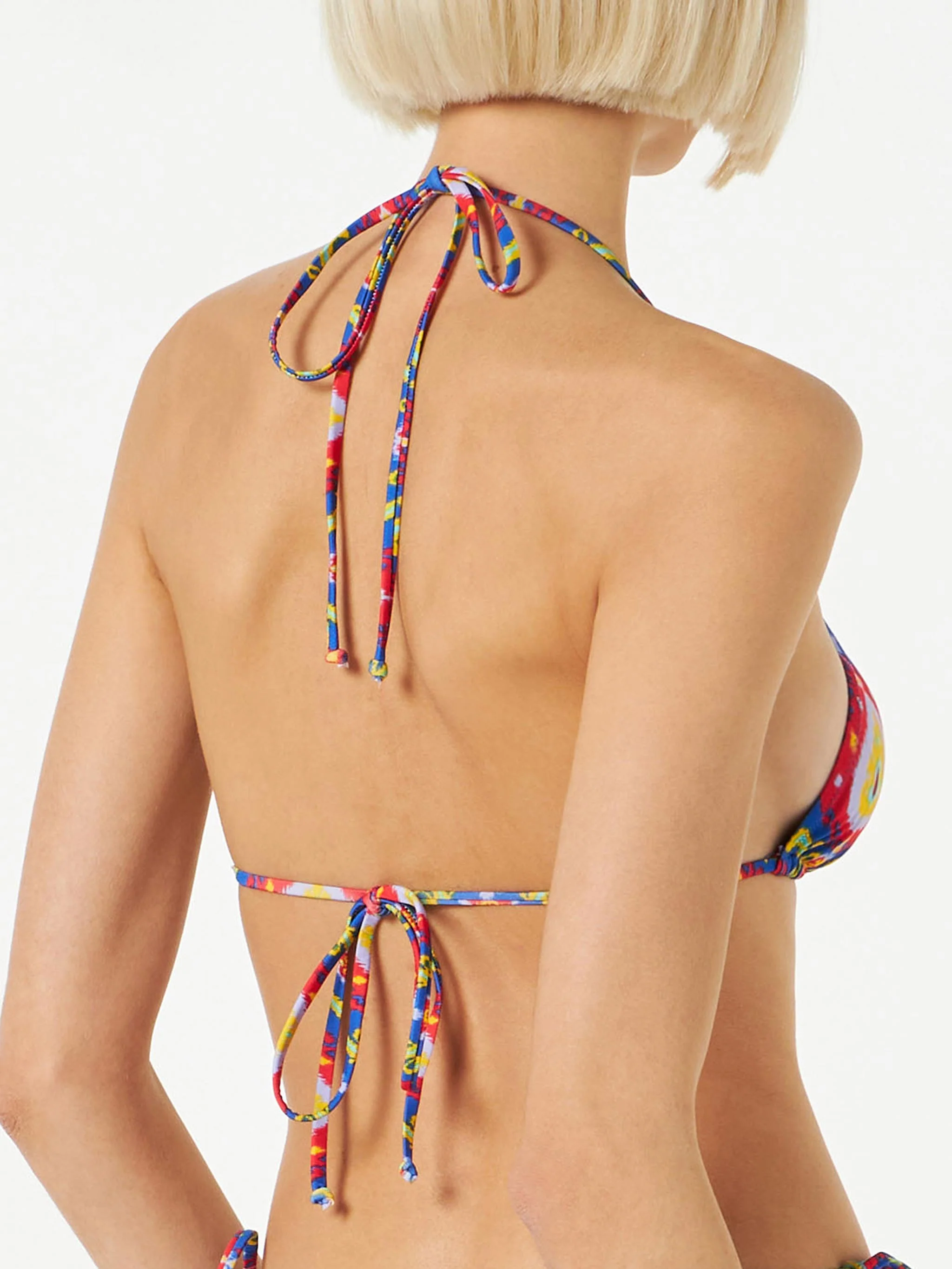 Dames triangeltop met ikatprint