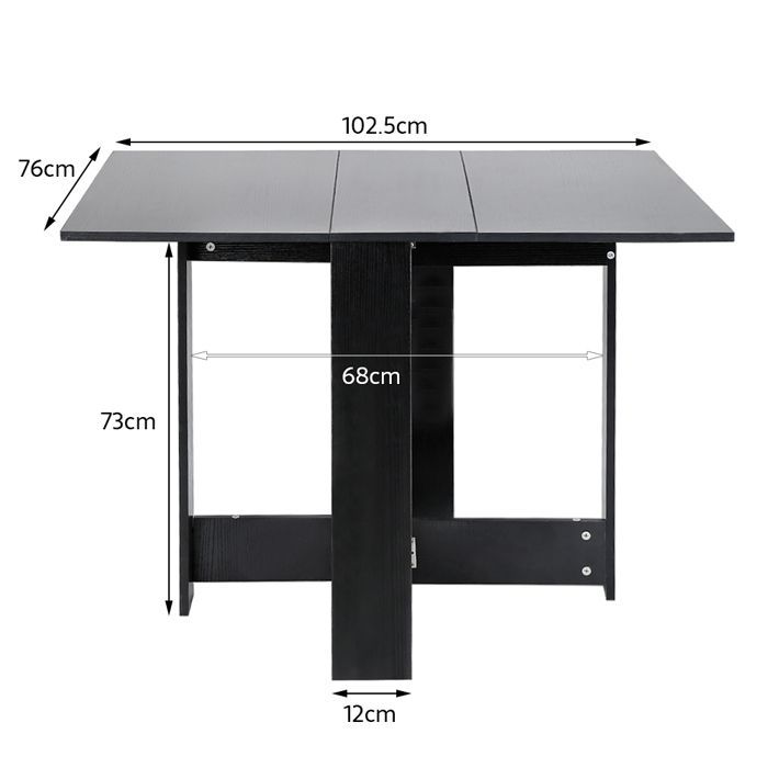 Folding Kitchen Table - MENGDA - Folding Dining Table - Extendable - Rectangular - Seats up to 6 people - Black - 103*76*73.4cm