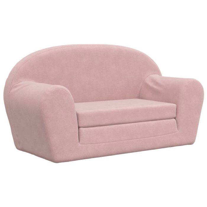 Sofá-cama infantil de 2 lugares vidaXL, com encosto e braços, cama auxiliar, móvel para quarto/sala de estar, rosa 357003
