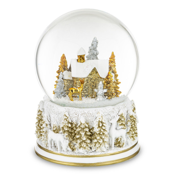 Kula śnieżna z pozytywką  COTTAGE 14x10 cm