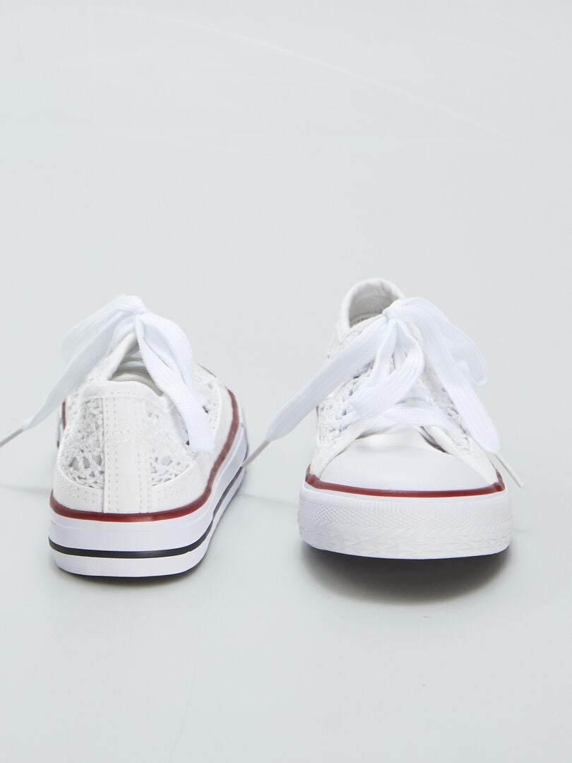 Geperforeerde canvas sneakers - WIT