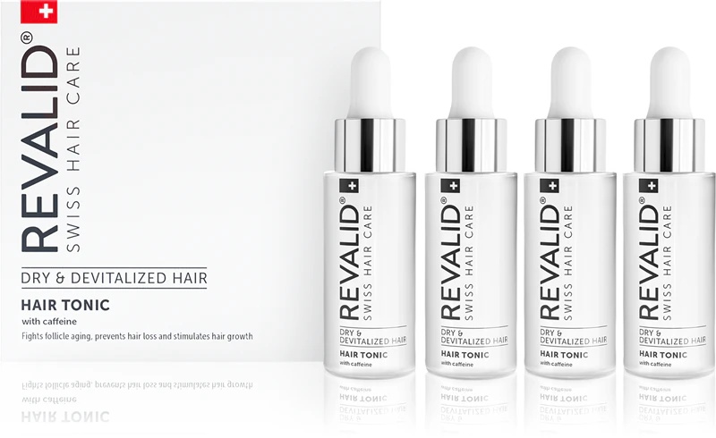 „Revalid Hair Tonic“ – energizuojantis tonikas su kofeinu, skatinantis plaukų augimą.