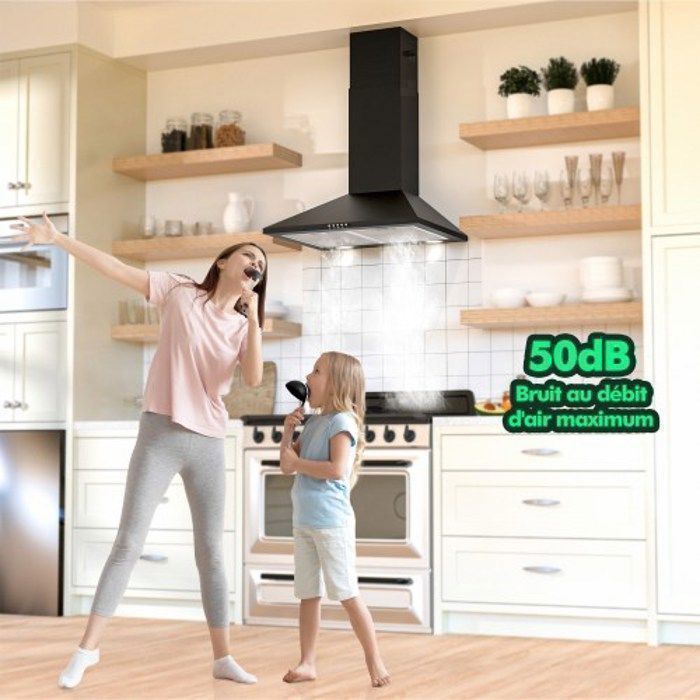 FIREGAS 60cm Extractor Hoods 368m³/h - Extraction or Recirculation - Wall Mounted - Black - Energy Class A++