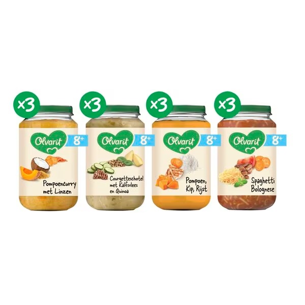 Olvarit 8+M meni z različnimi obroki<br>12 x 200 g