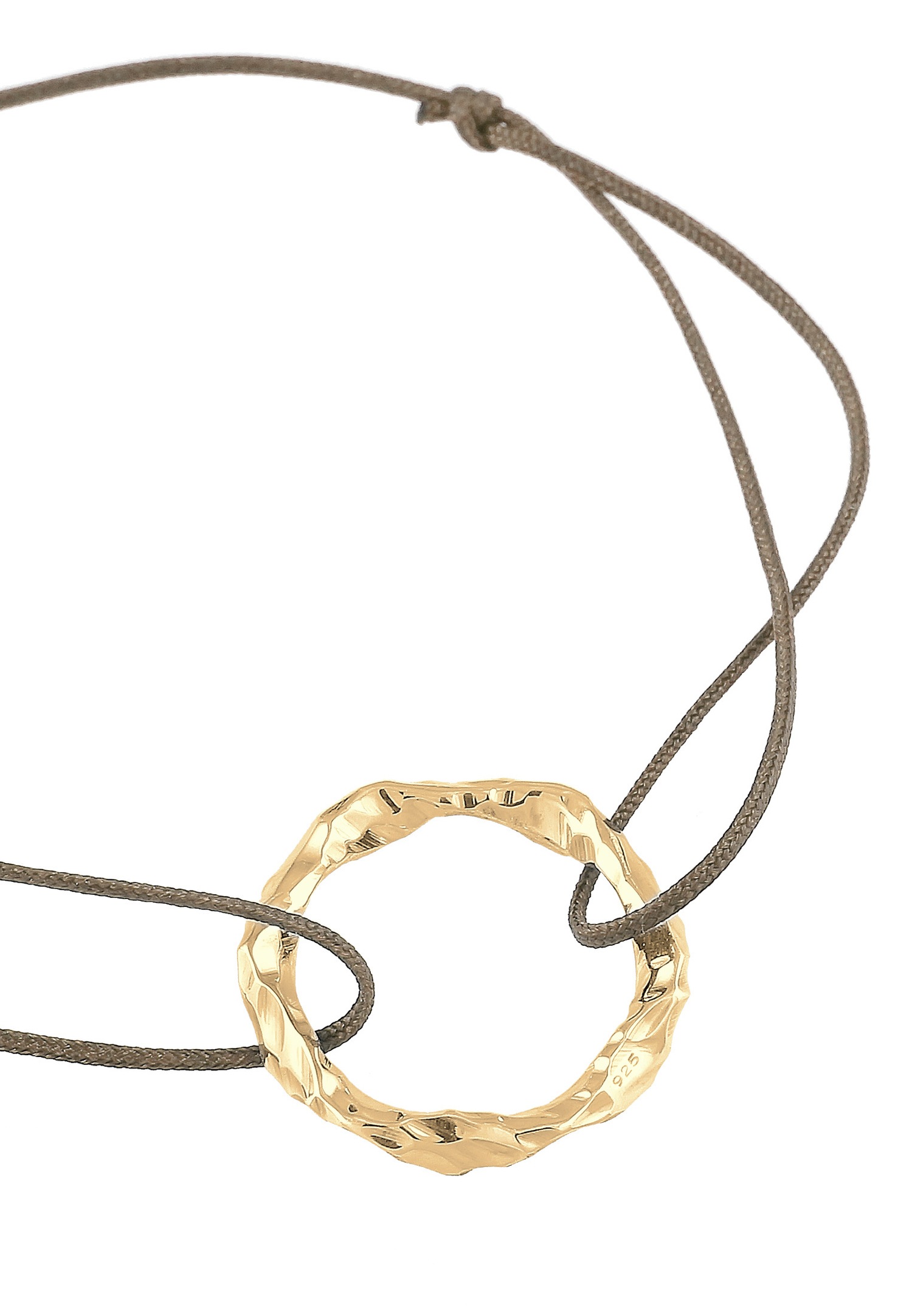 Elli Geo Cercle Nylon Bracelet Femme Plaqué Or Argent (925/1000)