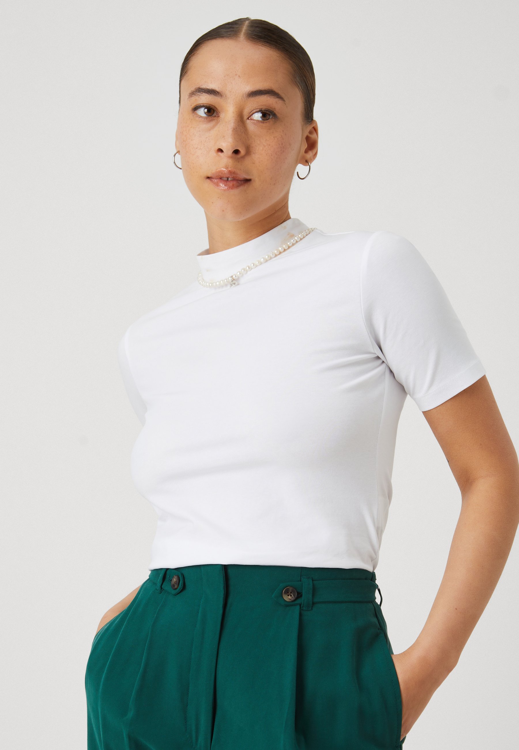 Even&Odd Petite 2-pack - Basic T-shirt - wit/zwart