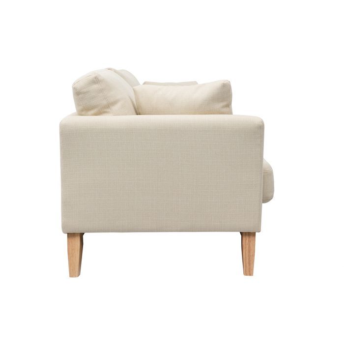 Miliboo - Canapé scandinave déhoussable 3 places en tissu beige et bois clair OSLO