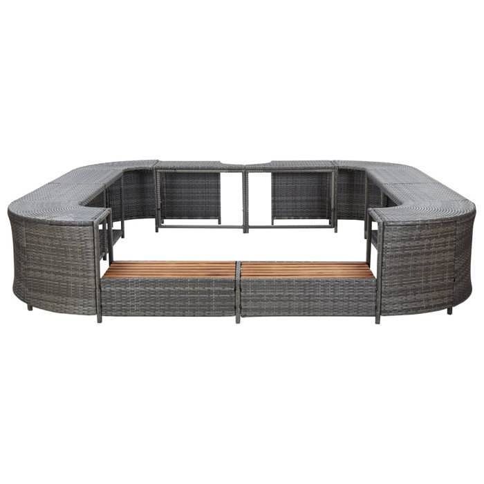 vidaXL Cadre de spa carré Gris 268x268x55 cm Résine tressée