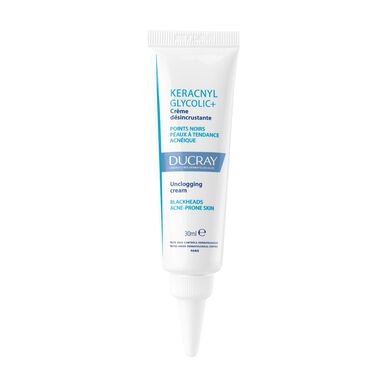 Crema descongestionante Ducray Keracnyl Glycolic, crema reductora de acné y puntos negros, 30 ml