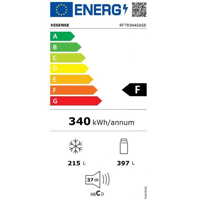 Frigorifero americano Hisense da 91 cm, 612 litri, con sistema No Frost - RF793N4SASE