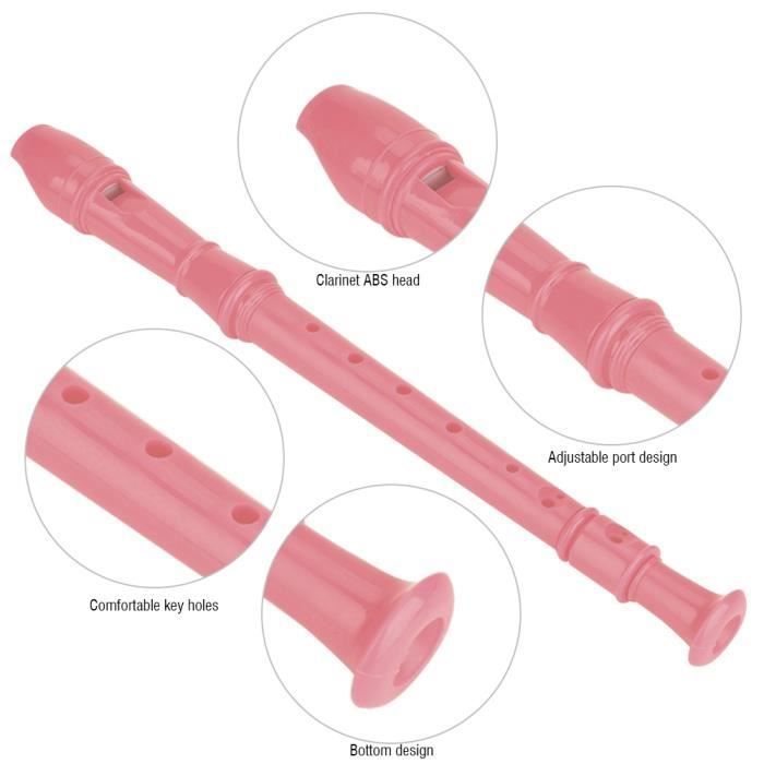 Clarinete infantil - OMABETA - Modelo rosa - 8 agujeros - Material ABS - Instrucciones incluidas