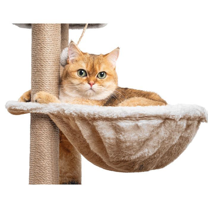 Krabpaal voor katten, 145 cm, stabiele klimtoren met meerdere niveaus, activiteitenboom met 7 sisalpalen en 5 platforms.