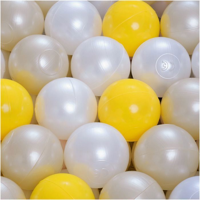 MISIOO Piscina di palline rotonda in velluto a coste per cameretta di neonati e bambini, beige, 90x30 cm, 300 palline: giallo/oro/bianco perla
