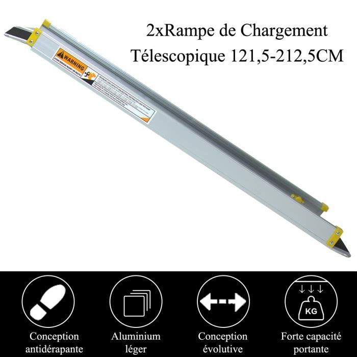 Juego de 2 rampas telescópicas antideslizantes de aluminio para sillas de ruedas COSTWAY, longitud ajustable 121,5/183/212,5 cm, 270 kg