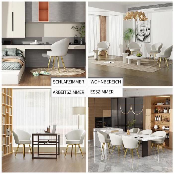 Sillón MIPAN de terciopelo con respaldo - Sillones y sillas - Para sala de estar, dormitorio, tocador - Blanco