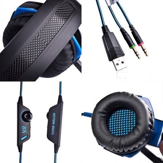 VersionTech EACH G2000 gamingheadset, blauw