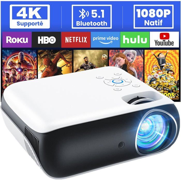 Proyector de cine en casa 4K - ZGEER - 9500 lúmenes - Bluetooth 5.1 - Pantalla de hasta 200 pulgadas - Zoom del 25 %