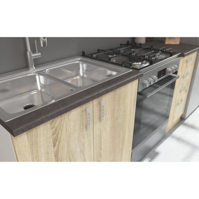 Cocina modular completa SARA - 5 elementos - Acabado roble Sonoma - Ancho 180 cm - Encimera no incluida