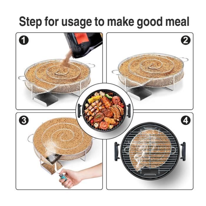Générateur de fumée froide - Inox - 20x20x5cm - 6 crochets à viande - 3 brosses - Fumage à froid facile