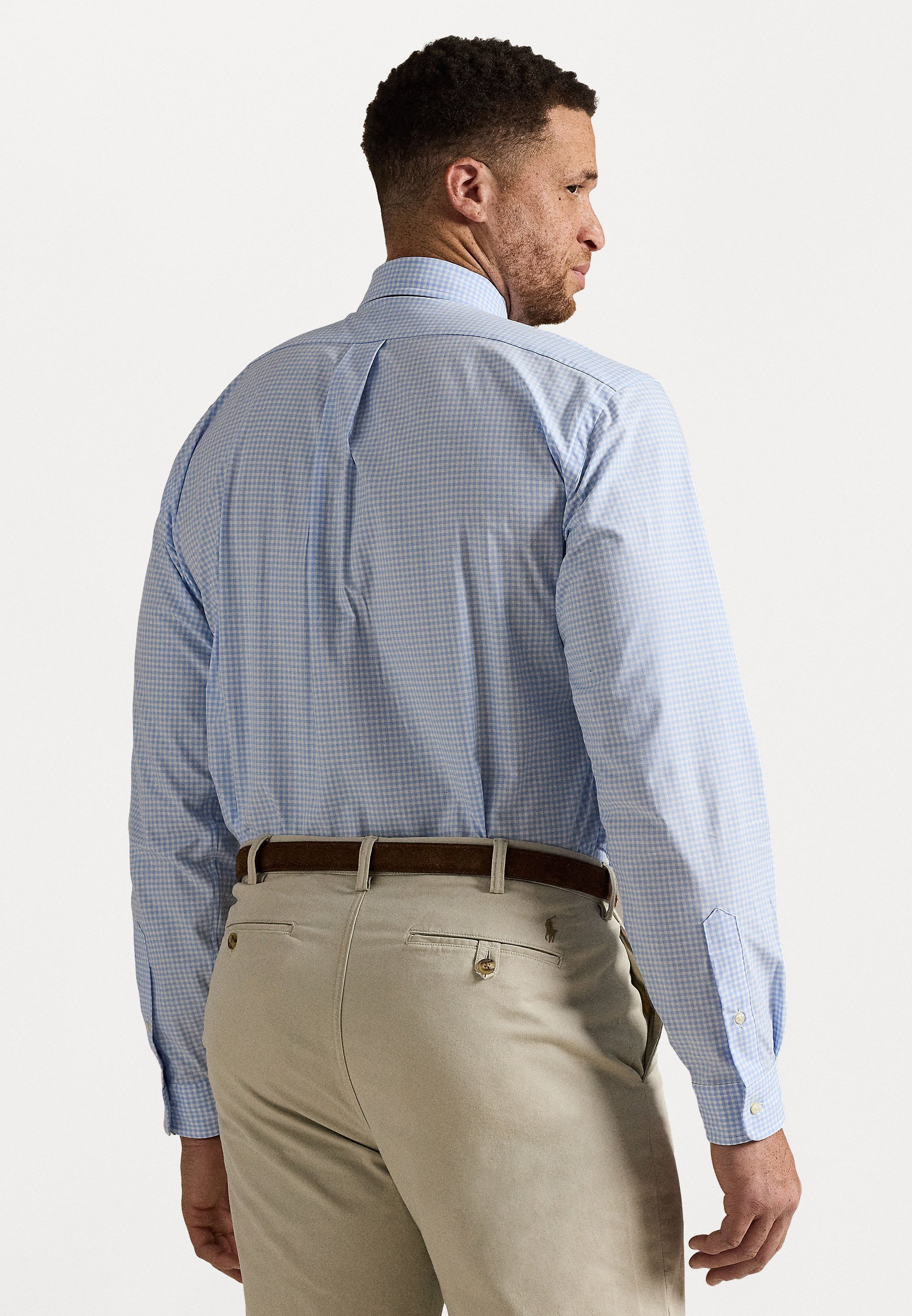 Chemise Polo Ralph Lauren Grandes Tailles en Poplin Extensible à Carreaux Vichy - Bleu Austin/Blanc