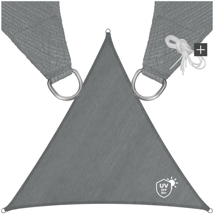 TECTAKE Toldo de sombra - Toldo triangular de polietileno de 5 x 5 x 5 m - Gris