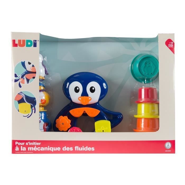 Set da bagno Pinguino - LUDI - Giocattolo da bagno con ventose e accessori sensoriali - Unisex - Dai 12 mesi