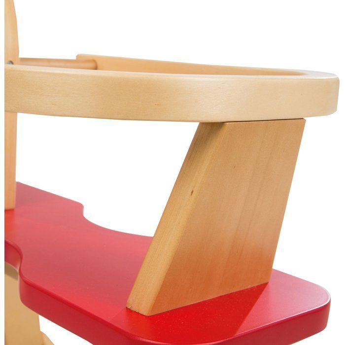 Caballito balancín de madera - ROBA - Barra de seguridad extraíble - Natural / Rojo