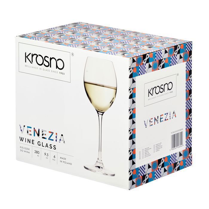 Krosno Kleine Kristallen Witte Wijnglazen - Set van 6 Glazen - 280 ml - Venezia Collectie - Vaatwasmachinebestendig