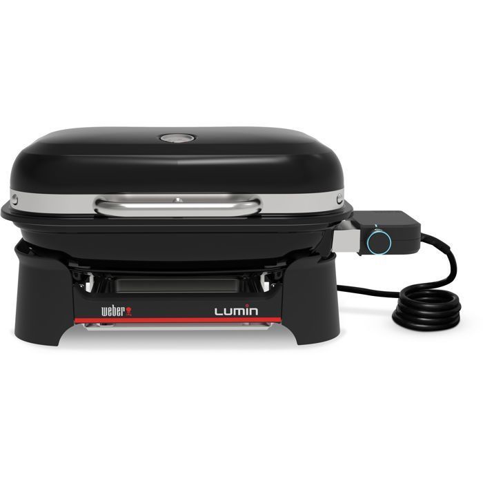 Weber Lumin Compact Electric Barbecue - 2.2kW - Enamelled Steel - Cooking Area 28 x 43 cm - Black
