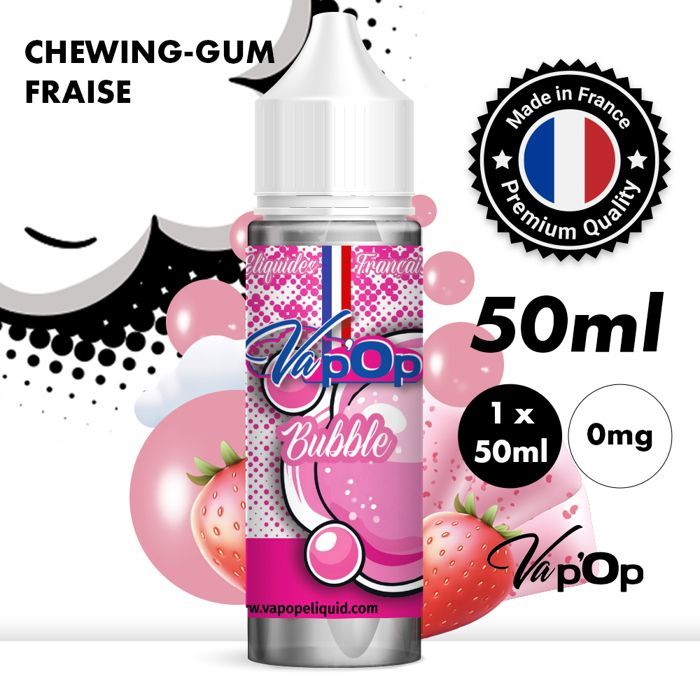 E-liquid for electronic cigarettes - Strawberry Chewing Gum - Bubble - 50MPGV/50VG - 0mg/ml - 50ml