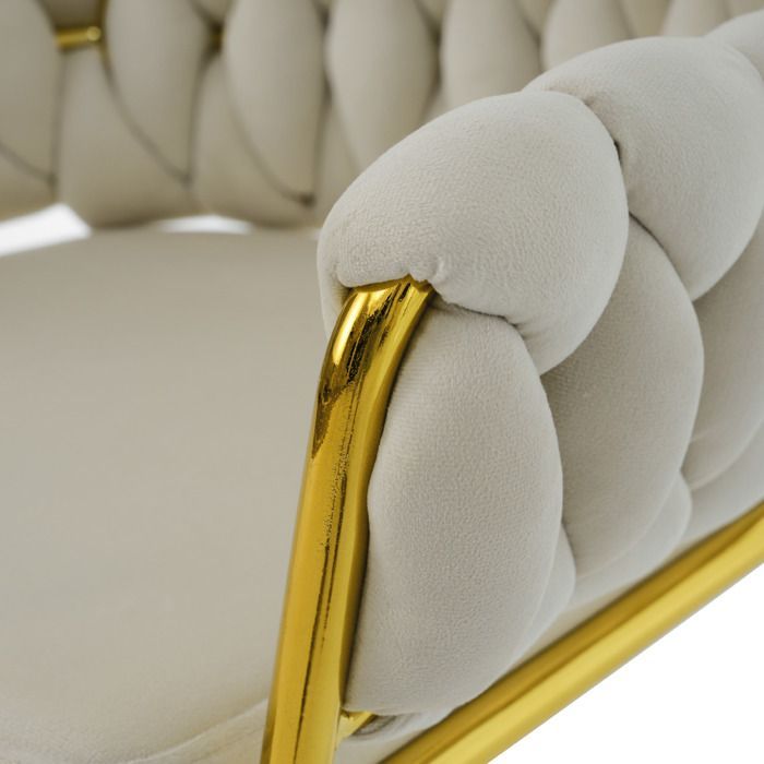 MODFU Juego de 6 sillas de comedor con 4 patas metálicas, sillas giratorias de ocio, terciopelo, color beige.