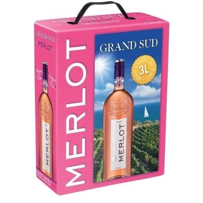 Grand Sud Merlot IGP Pays d'Oc - Vino rosado de Languedoc Rosellón - 3L