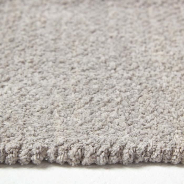 Alfombra de pasillo lisa de algodón chenilla gris claro - HOMESCAPES - 66 x 200 cm