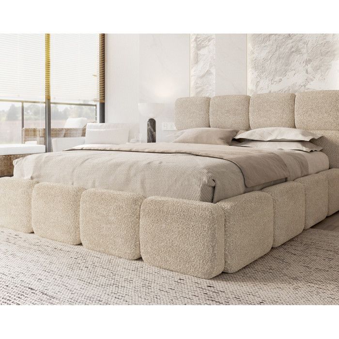 Delicato 180 x 200 cm Stauraumbett mit hochklappbarem Lattenrost, Creme