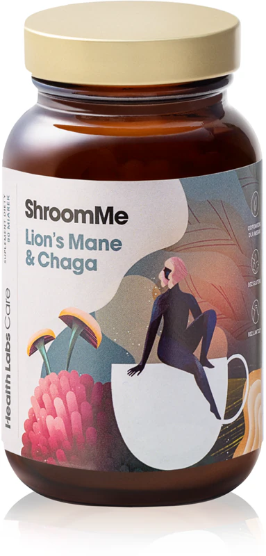 Perorálny roztok výživového doplnku Health Labs Care ShroomMe Lion's Mane & Chaga pre lepšiu koncentráciu a pamäť