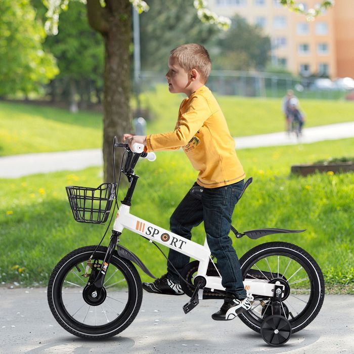 Vélo pour enfants 3 ans 14''  - MIPAN - Avec Roues stabilisatrices  - Pour garçons et Filles de 3  4 5 6 7 8 Ans -  Blanc