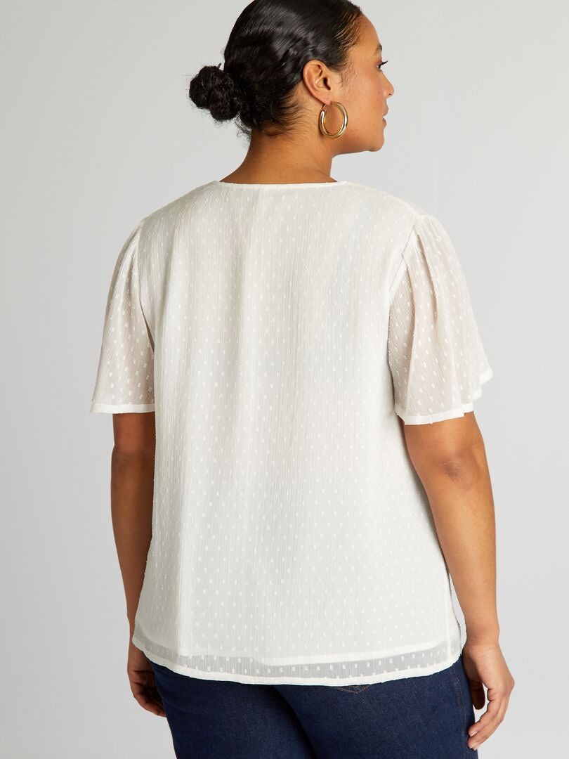 Voile blouse 'Plumetis' - WIT