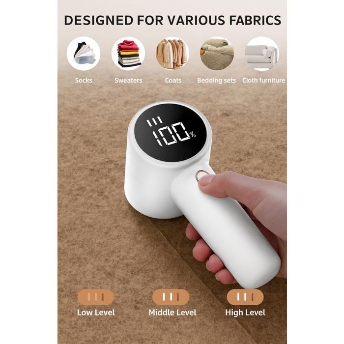 Rimuovi pelucchi ricaricabile con schermo LCD – Prestazioni elevate e design moderno, bianco