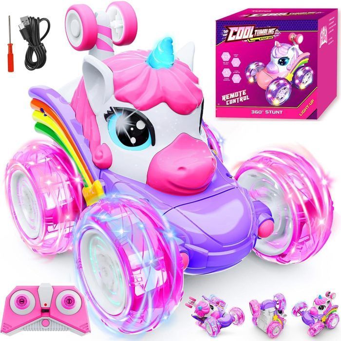 Voiture télécommandée pour enfants - OEM - Licorne 4WD - LED lumineuses - Cascade 360° - Rechargeable USB