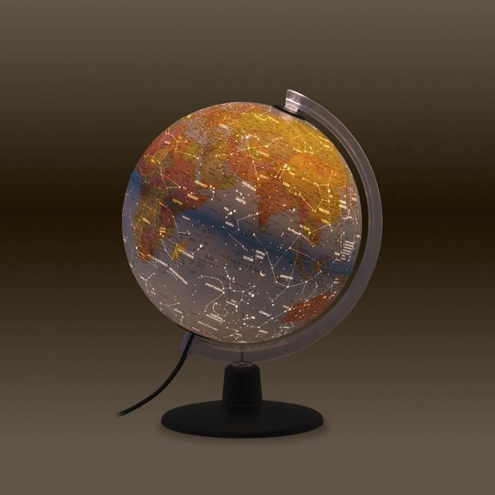 TECNODIDATTICA - Globe terrestre CONSTELLATION, lumineux, 25 cm, allumé les constellations sont illustrées