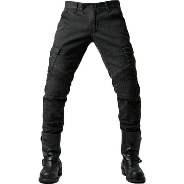 Homme Moto Jeans Motards Pantalon Renforcée Protection Motorcycle Pants Pantalon de Moto avec Coussinets Amovibles,Noir