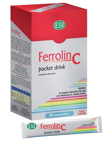 IJzersupplement ESI Ferrolin C Pocket Drink 24 zakjes