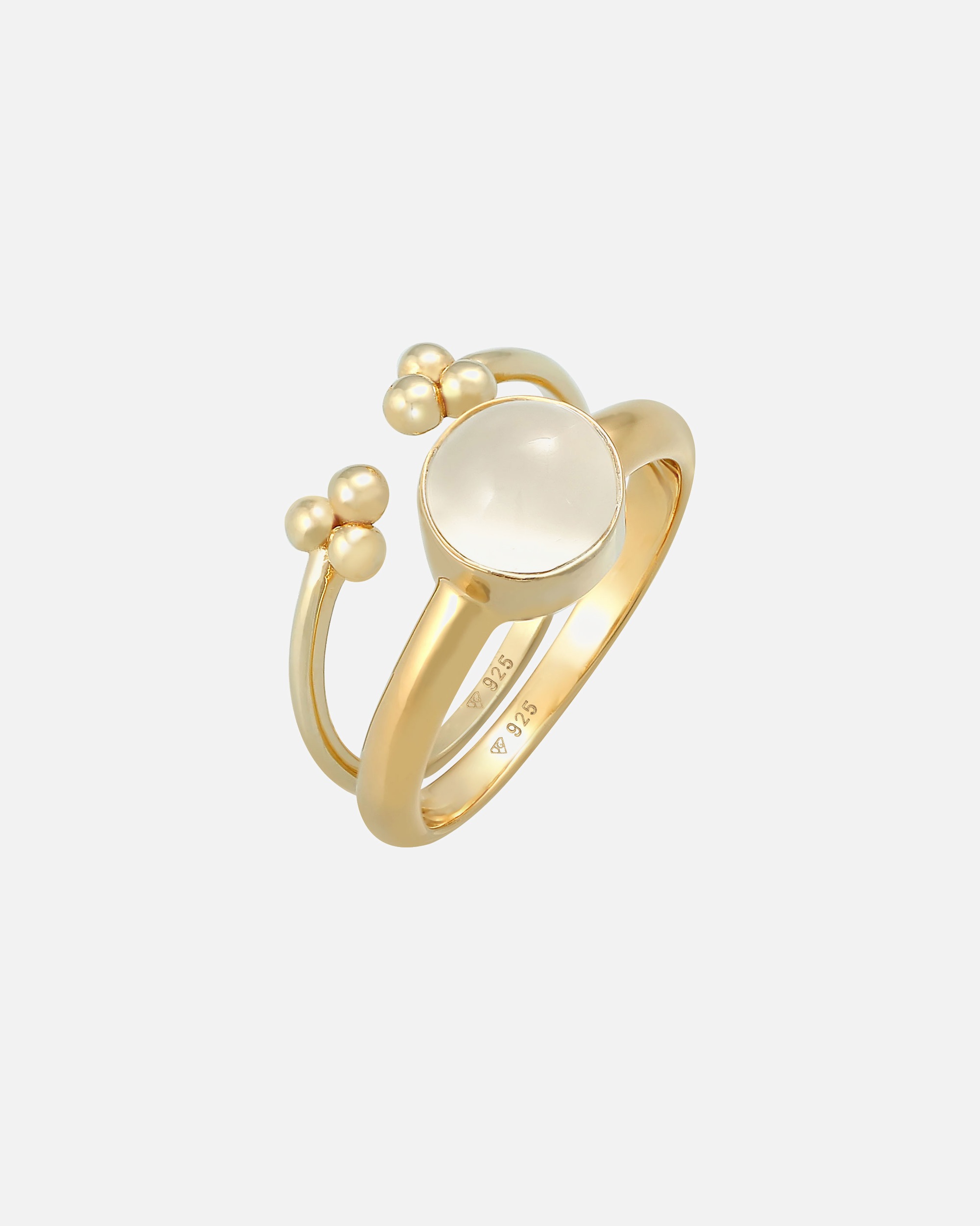 Elli PREMIUM Duo pour dames Classique Elégant Tendance Minimal avec pierre de lune en argent sterling 925 plaqué or