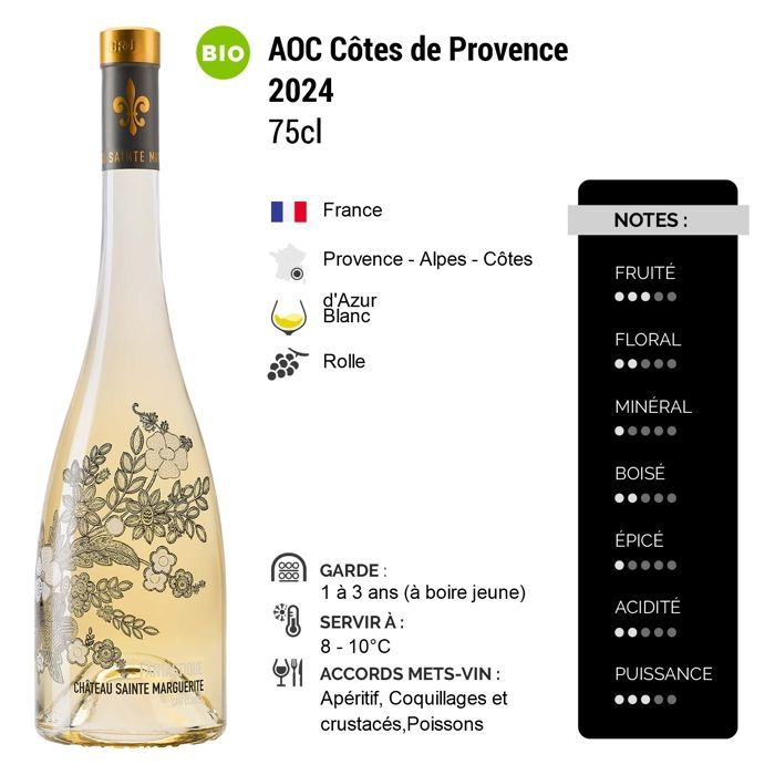 Château Sainte Marguerite Côtes de Provence Cru Classé Cuvée Fantastique 2024 - Vin Blanc (3x75cl) BIO