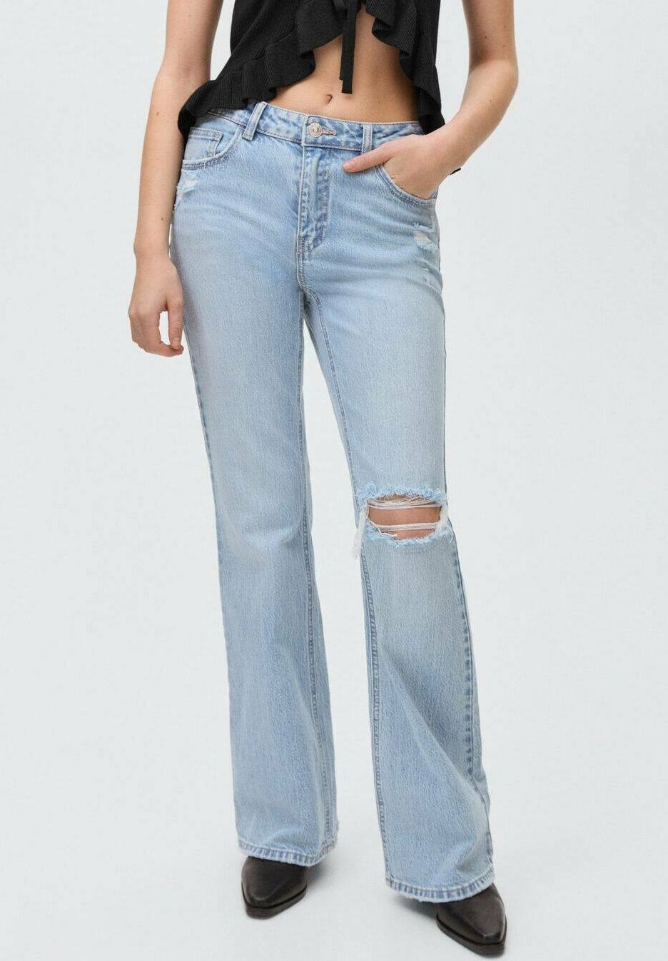 Jeans a zampa Mango Kids - azzurro