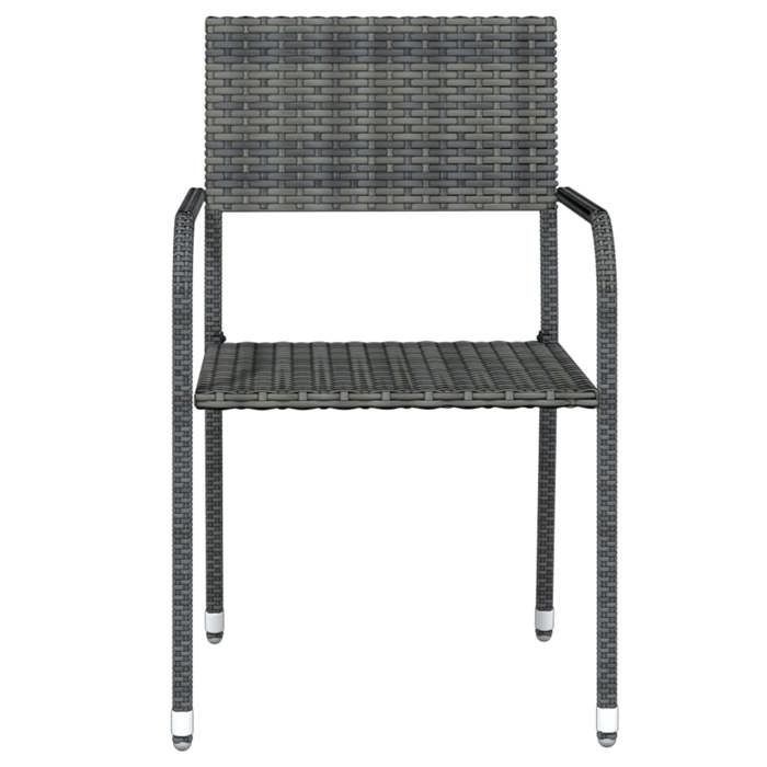 Conjunto de comedor de jardín - BURKE - 3 piezas - Gris - Mesa 80x80x74 cm - Silla 51x60x87 cm - Resina tejida
