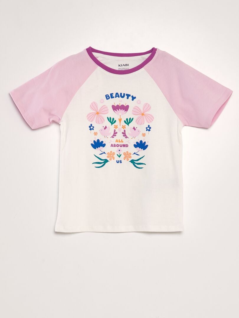 T-shirt met ronde hals van katoen - WIT