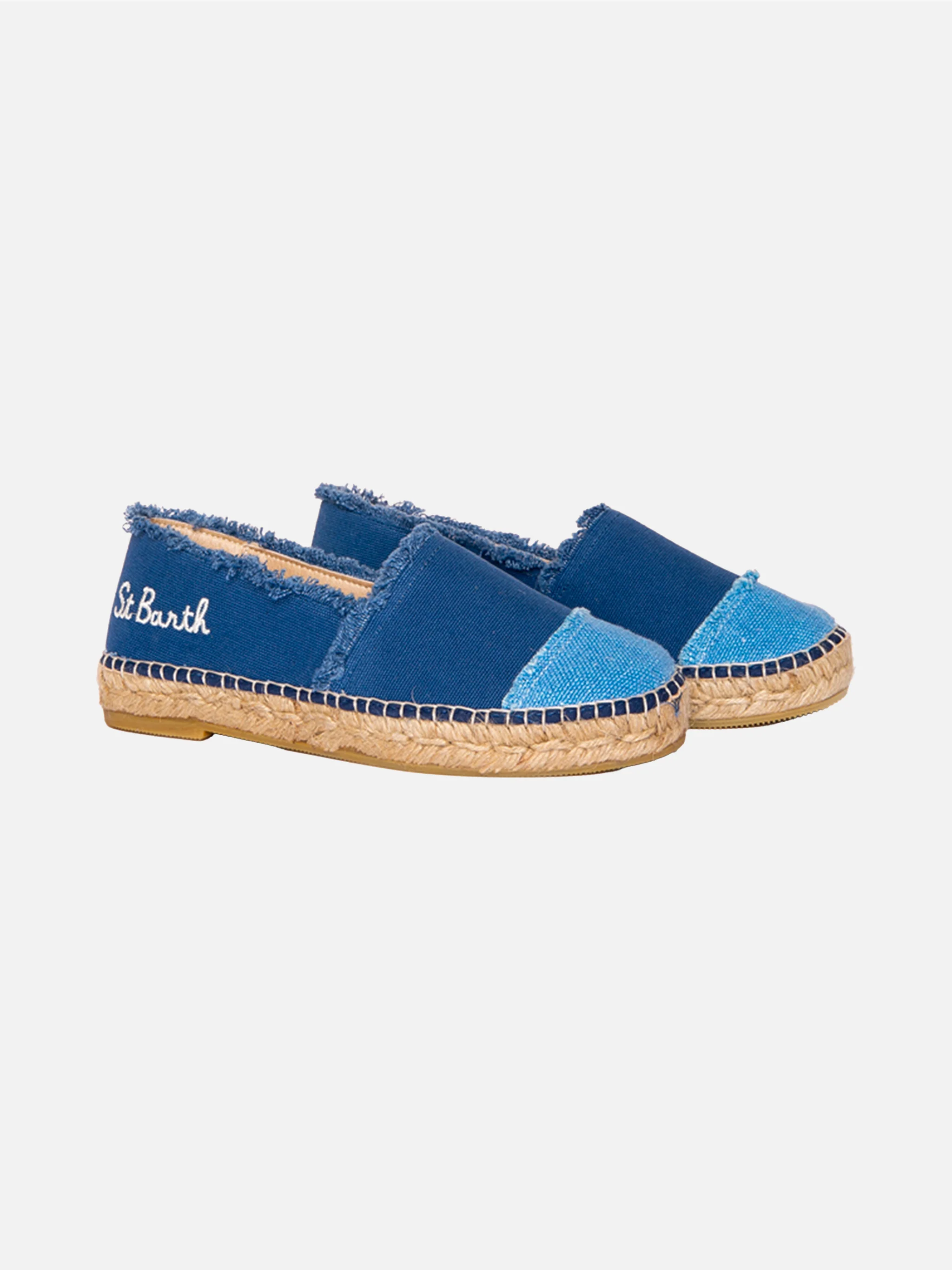 Denim canvas espadrilles met borduurwerk