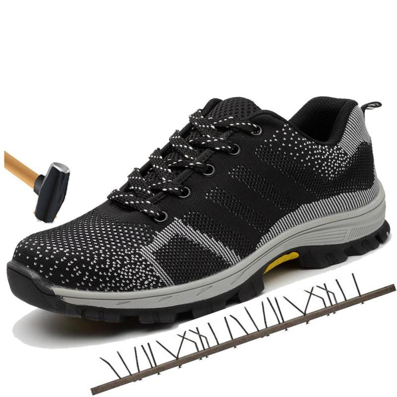 Zapatos de seguridad transpirables para hombre, con puntera de acero, resistentes a pinchazos e indestructibles, ideales para el trabajo.