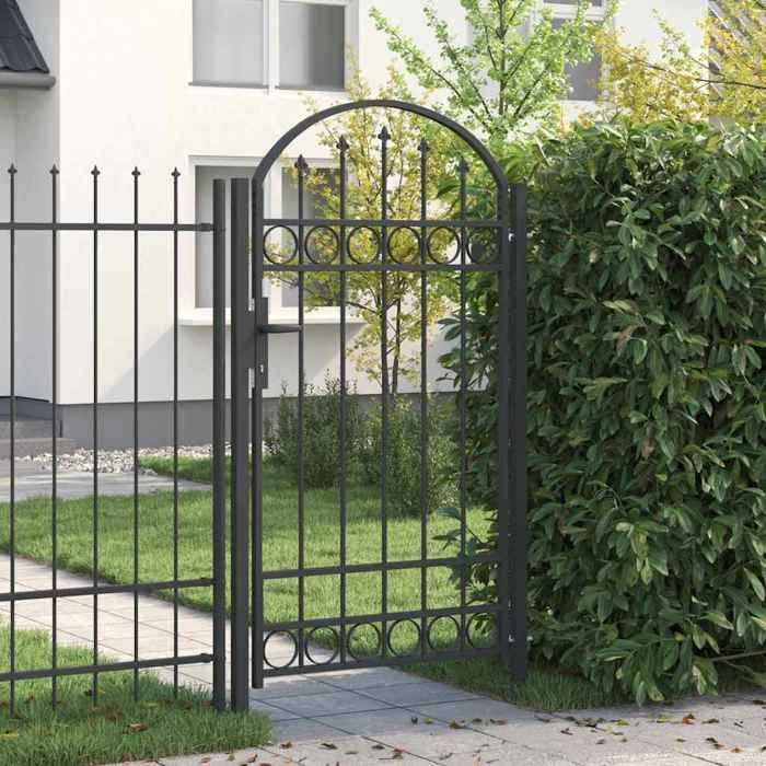 RUIG* CHIC Cancello d'ingresso per giardino - KENNETH - Cancello per recinzione grigio 100 x 175 cm Acciaio verniciato a polvere 371079